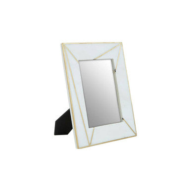 White Marble 5x7 Photo Frame with Gold Inlay