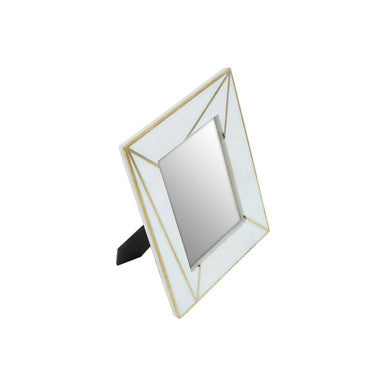 White Marble 5x7 Photo Frame with Gold Inlay