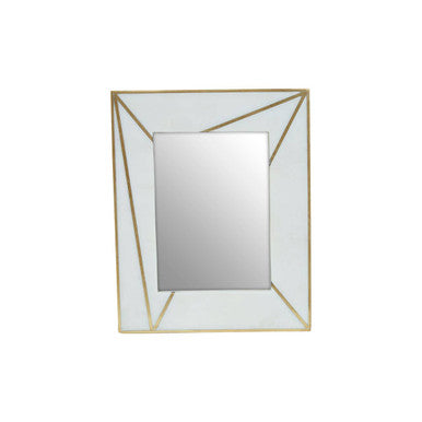 White Marble 5x7 Photo Frame with Gold Inlay