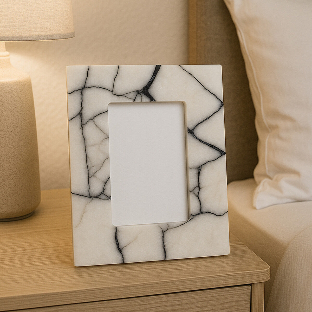 White and Black Marble Photo Frame 4 by 6 Inch