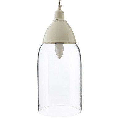 White Glass and Iron Pendant Light