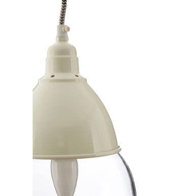 White Glass and Iron Pendant Light