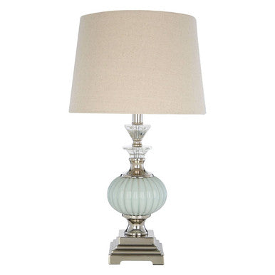 Powder Blue Table Lamp with Crystal Details