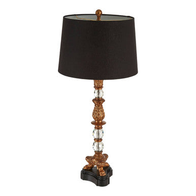 Bronze and Black Table Lamp with Paw Feet