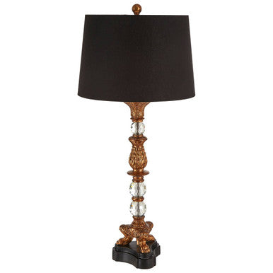 Bronze and Black Table Lamp with Paw Feet