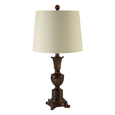 Pembroke Table Lamp in White and Bronze