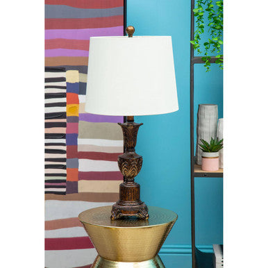Pembroke Table Lamp in White and Bronze