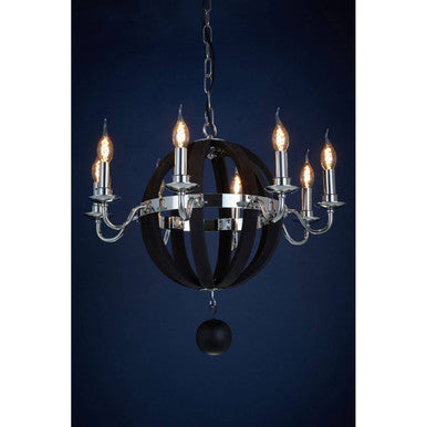 Rounded Chandelier in Black and Silver