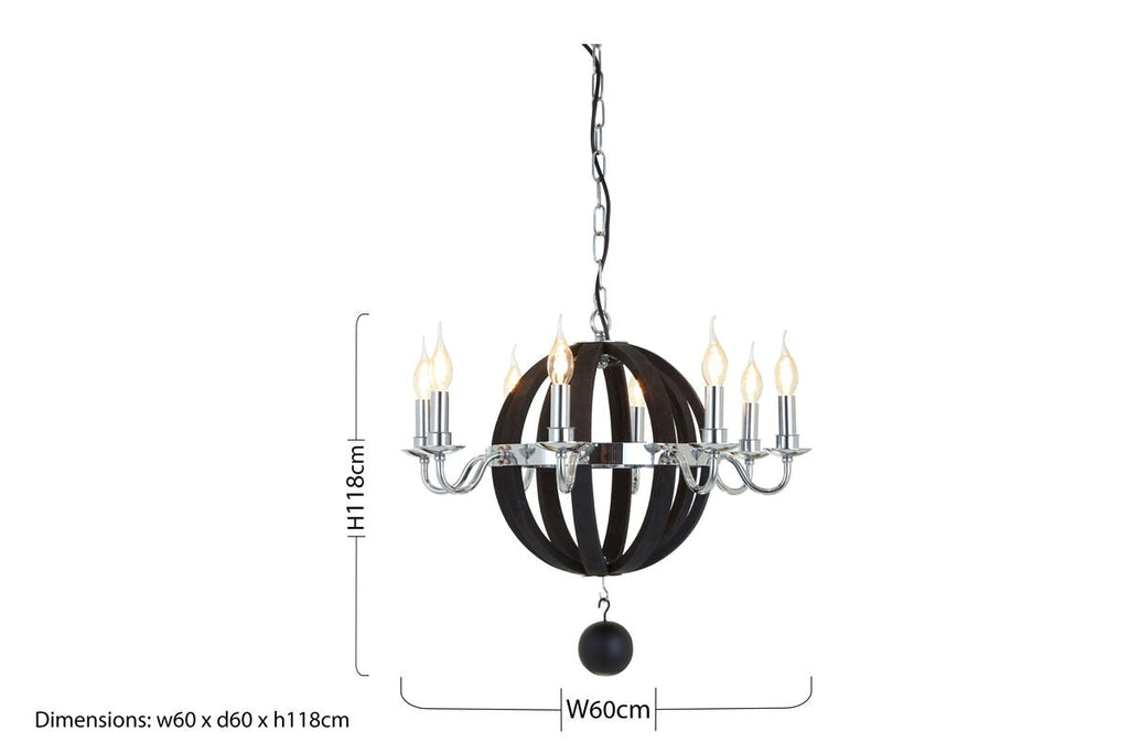 Rounded Chandelier in Black and Silver