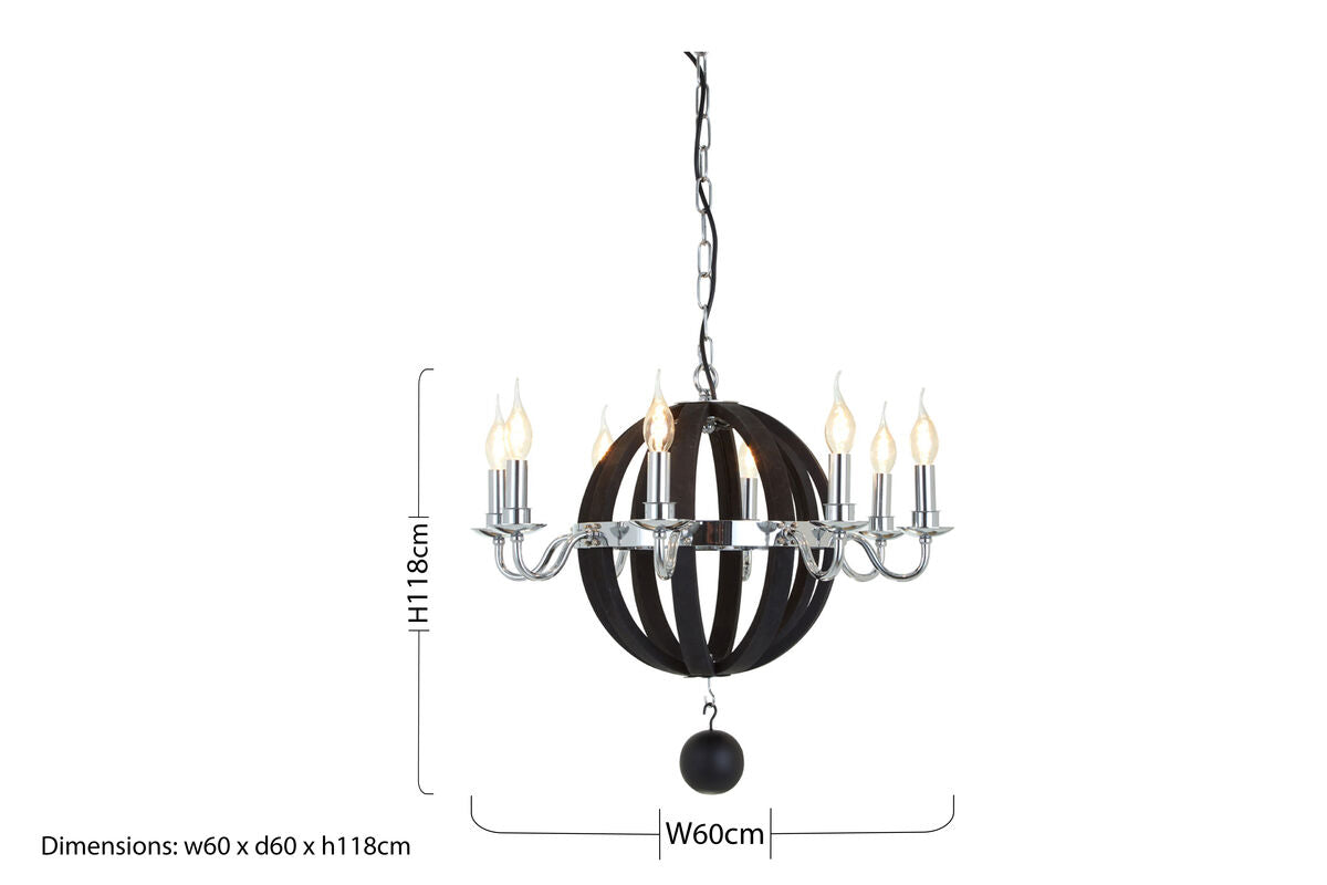 Rounded Chandelier in Black and Silver