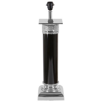 Black and Silver Table Lamp with Etched Detail