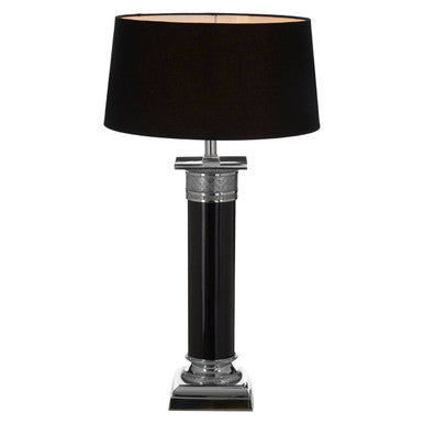 Black and Silver Table Lamp with Etched Detail