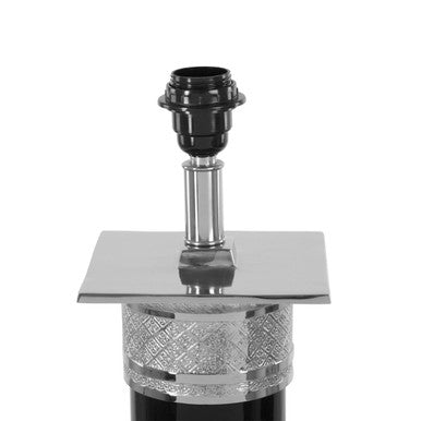 Black and Silver Table Lamp with Etched Detail