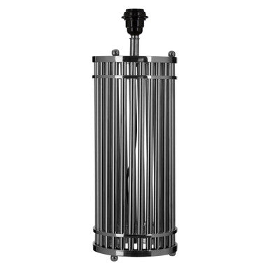 Silver Cylindrical Table Lamp with Rod Shade