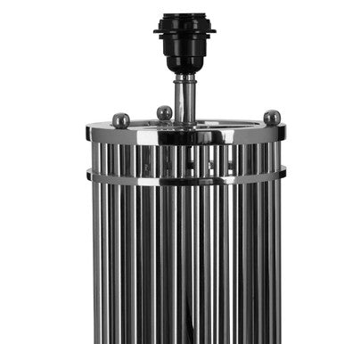Silver Cylindrical Table Lamp with Rod Shade
