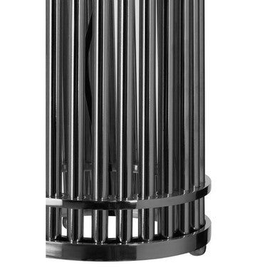 Silver Cylindrical Table Lamp with Rod Shade