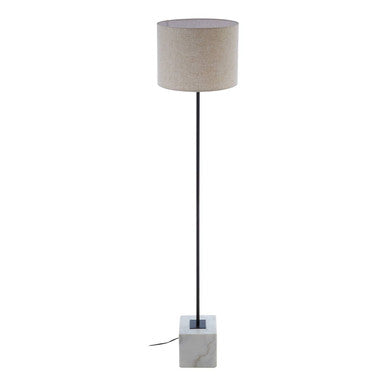 Natural Linen Floor Lamp with White Marble Base