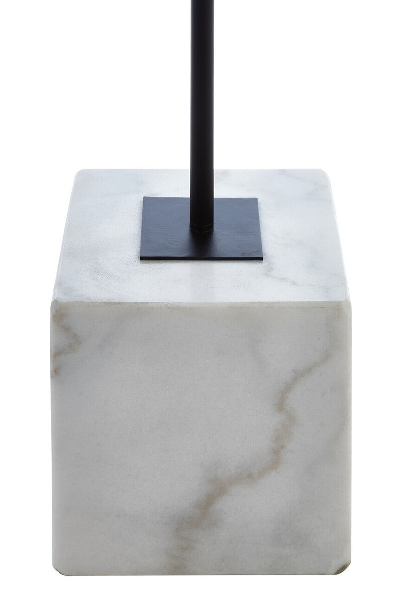 Natural Linen Floor Lamp with White Marble Base