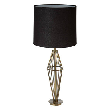 Antique Brass Table Lamp with Black Shade