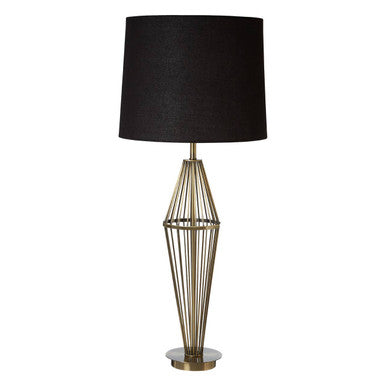 Antique Brass Table Lamp with Black Shade