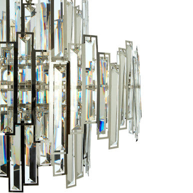 Large Crystal Glass Chandelier with Silver Frame