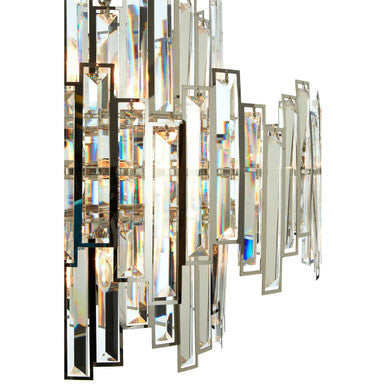 Large Crystal Glass Chandelier with Silver Frame