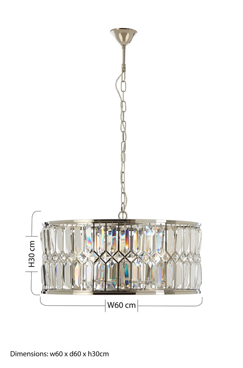 Round Crystal Chandelier in Nickel