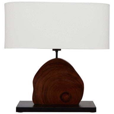 Wooden Live Edge Table Lamp with Linen Shade