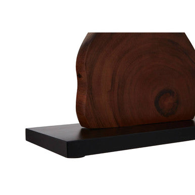 Wooden Live Edge Table Lamp with Linen Shade