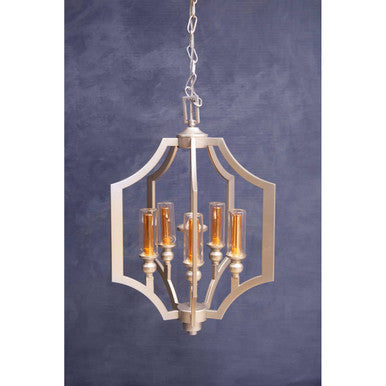 5 Bulb Pendant Light with Polished Silver Shade