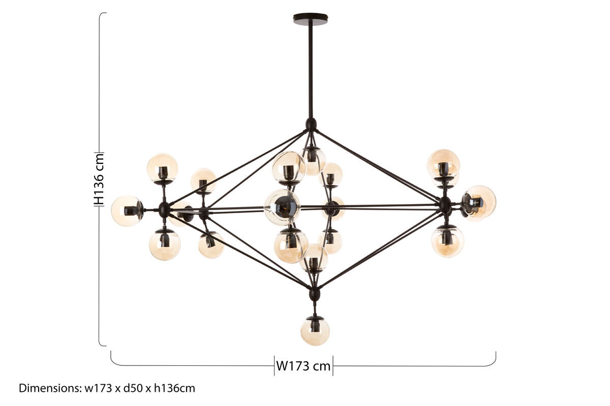 Matte Black 21 Arm Pendant Lamp