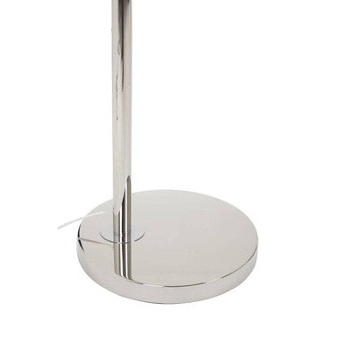 Nickel Finish Arc Floor Lamp with Linen Shade