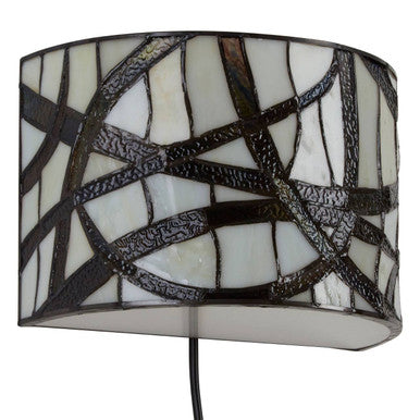 Branch Wall Light in Bronze and Stained Glass
