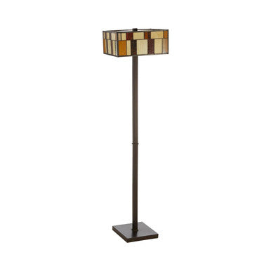 Square Deco Floor Lamp with Geometric Glass Shade