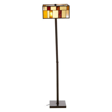 Square Deco Floor Lamp with Geometric Glass Shade