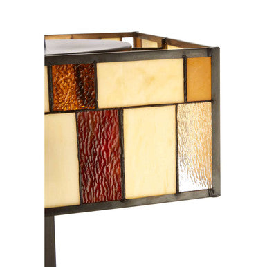 Square Deco Floor Lamp with Geometric Glass Shade