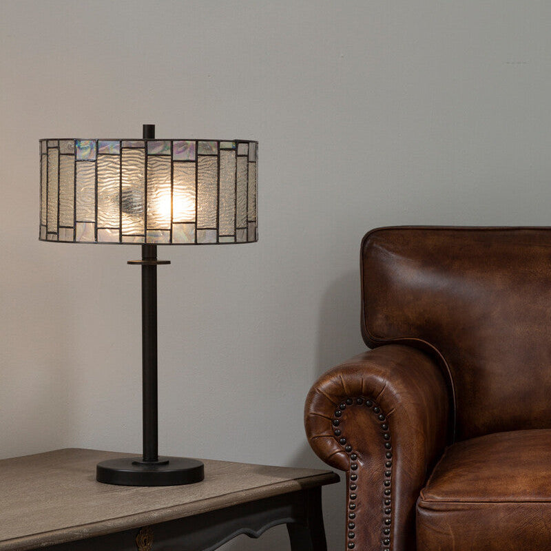 Deco Table Lamp with Geometric Glass Shade