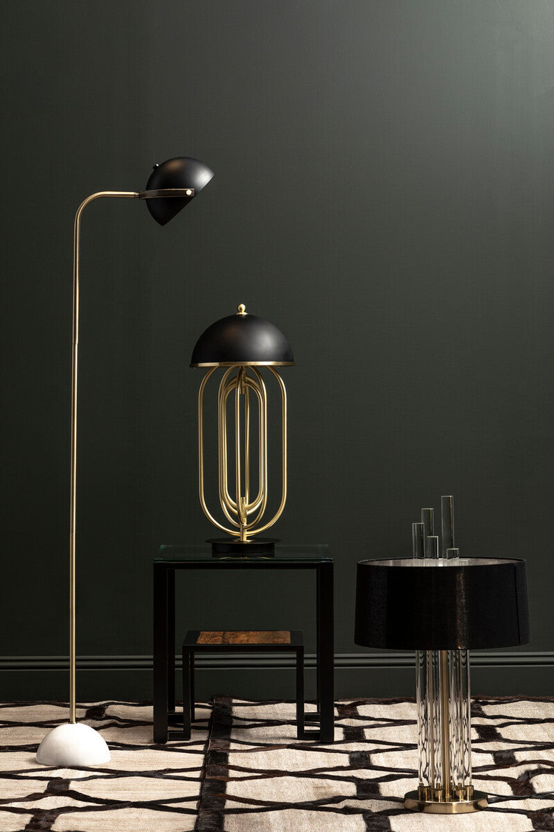 Table Lamp with Black Shade and Gold Swivel