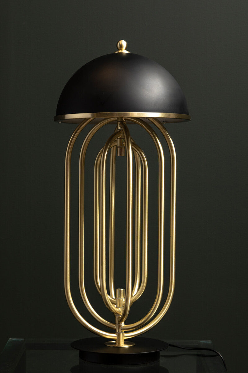 Table Lamp with Black Shade and Gold Swivel