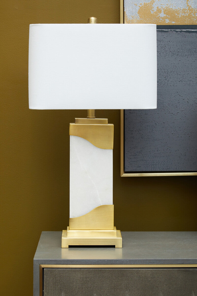 Table Lamp in White Marble and Gold
