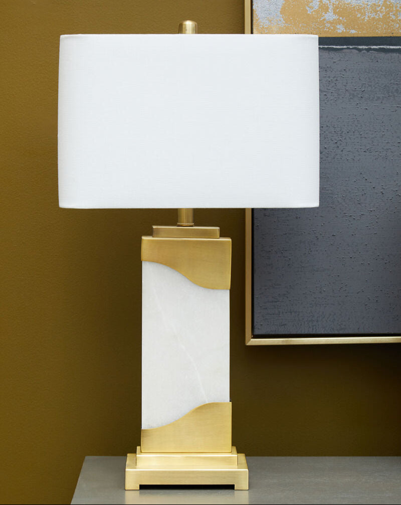 Table Lamp in White Marble and Gold