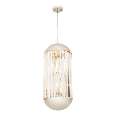 Chrome 6 Bulb Pendant Light with Clear Crystal Panels
