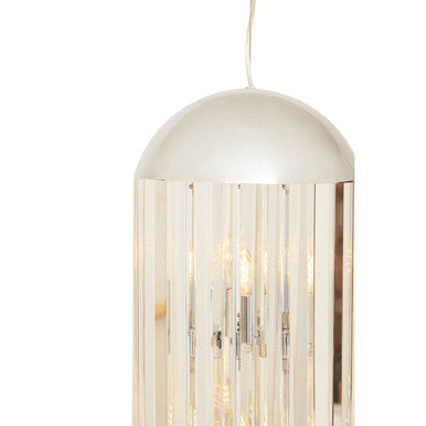 Chrome 6 Bulb Pendant Light with Clear Crystal Panels