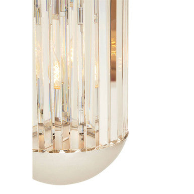Chrome 6 Bulb Pendant Light with Clear Crystal Panels