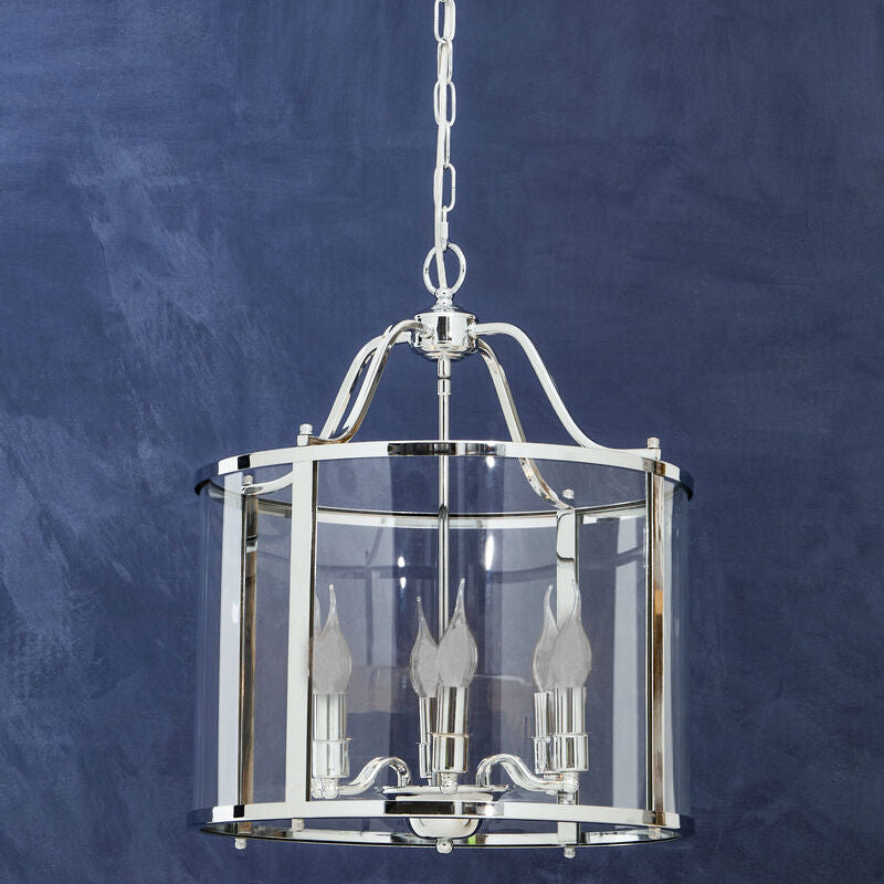 Chrome 6 Bulb Pendant Light with Clear Glass