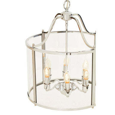 Chrome 6 Bulb Pendant Light with Clear Glass
