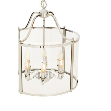 Chrome 6 Bulb Pendant Light with Clear Glass