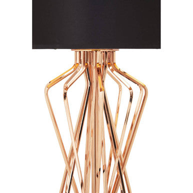 Black Drum Table Lamp with Bronze Frame and Marble Base