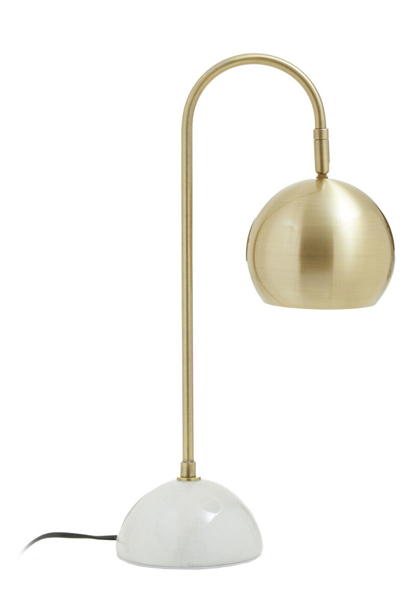 Globe Shaped Desk Lamp in White and Gold