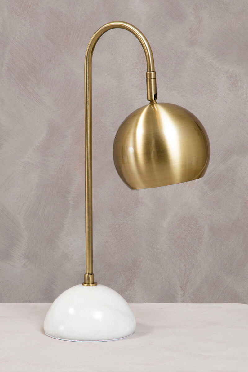 Globe Shaped Desk Lamp in White and Gold